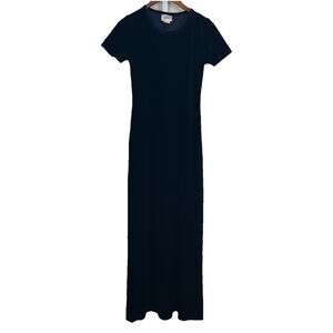 Vintage 90s Velvet Maxi Dress M Medium Pandora Casuals Whimsigoth Witchy Navy